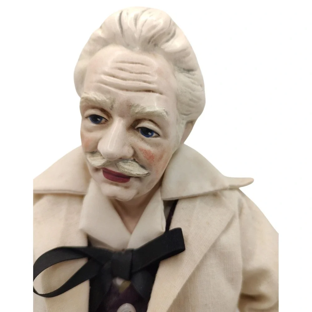 Vintage Handmade Mark Twain Porcelain Doll Complete Outfit Sitting In Chair‎